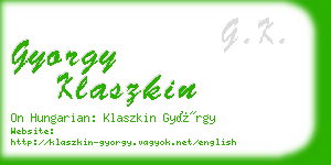 gyorgy klaszkin business card